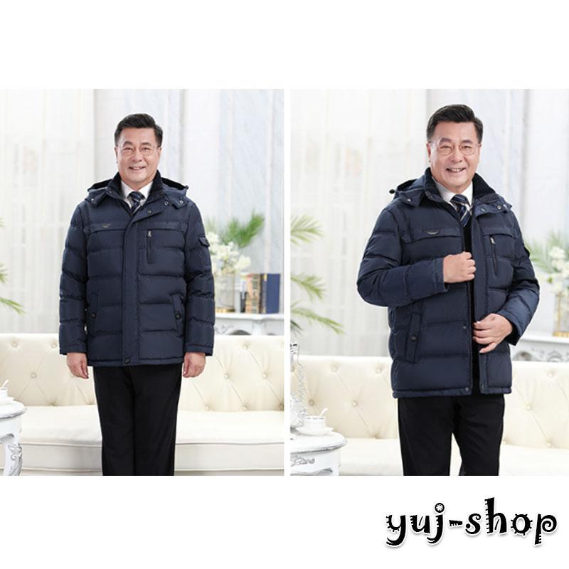 ダウンジャケット メンズ 無地 ハイネック アウター キルティングコート フード付き 防寒 暖かい 冬服 軽くて暖かく 快適 スーツの上に 40代 50代 60代