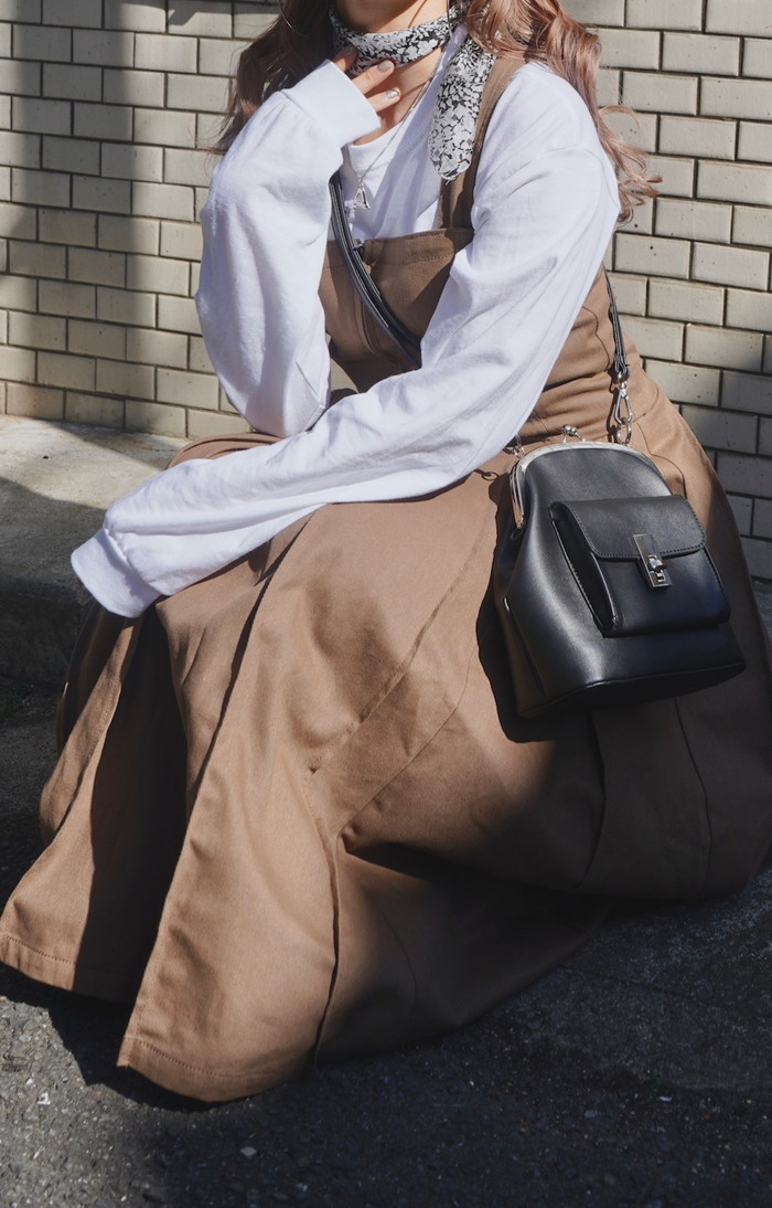 2type Strap Box Pleats Long Onepiece (brown) A,D,G レディース 2type Strap Box Pleats Long Onepiece (brown) A,D,G レディース