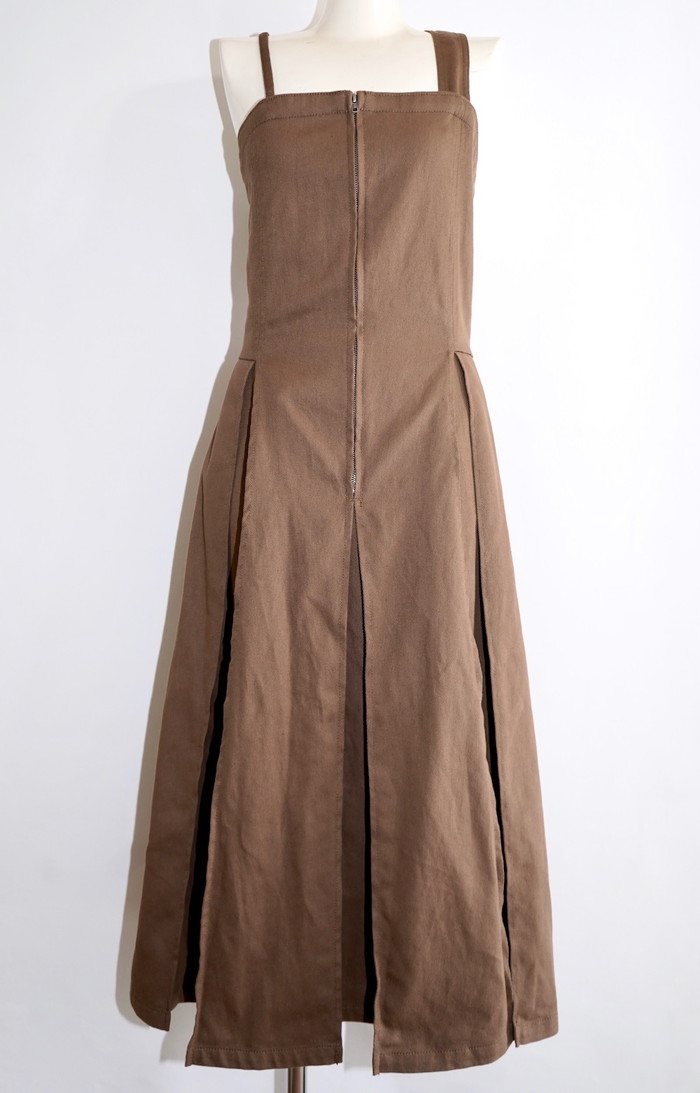 2type Strap Box Pleats Long Onepiece (brown) A,D,G レディース 2type Strap Box Pleats Long Onepiece (brown) A,D,G レディース