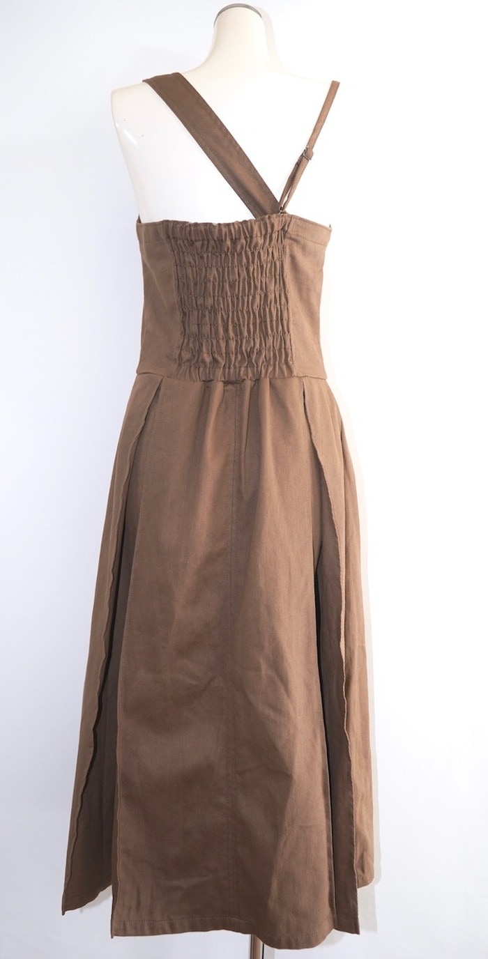 2type Strap Box Pleats Long Onepiece (brown) A,D,G レディース 2type Strap Box Pleats Long Onepiece (brown) A,D,G レディース