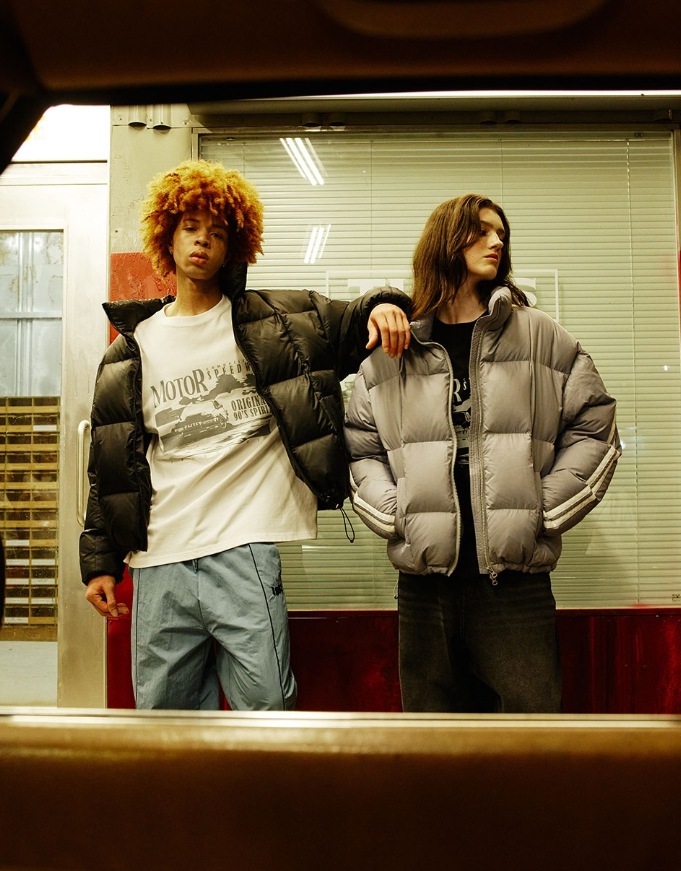 ●1993STUDIO●DUCK DOWN TRACK SHORT PUFFER JACKET 韓国人気 1993studio] Duck Down Track Short Puffer Jacket ダウン