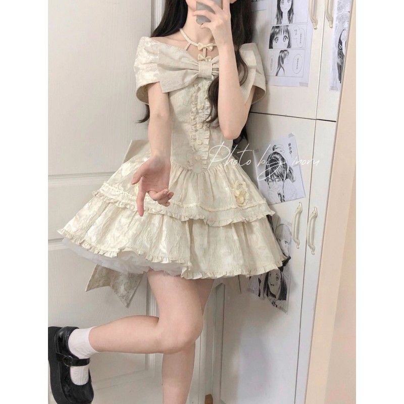 和服コスチュームコスチュームフランスのふわふわスカートロリータヤンキーフリル甘い弓のドレスイン 和服コスチュームコスチュームフランスのふわふわスカートロリータヤンキーフリル甘い弓のドレスイン