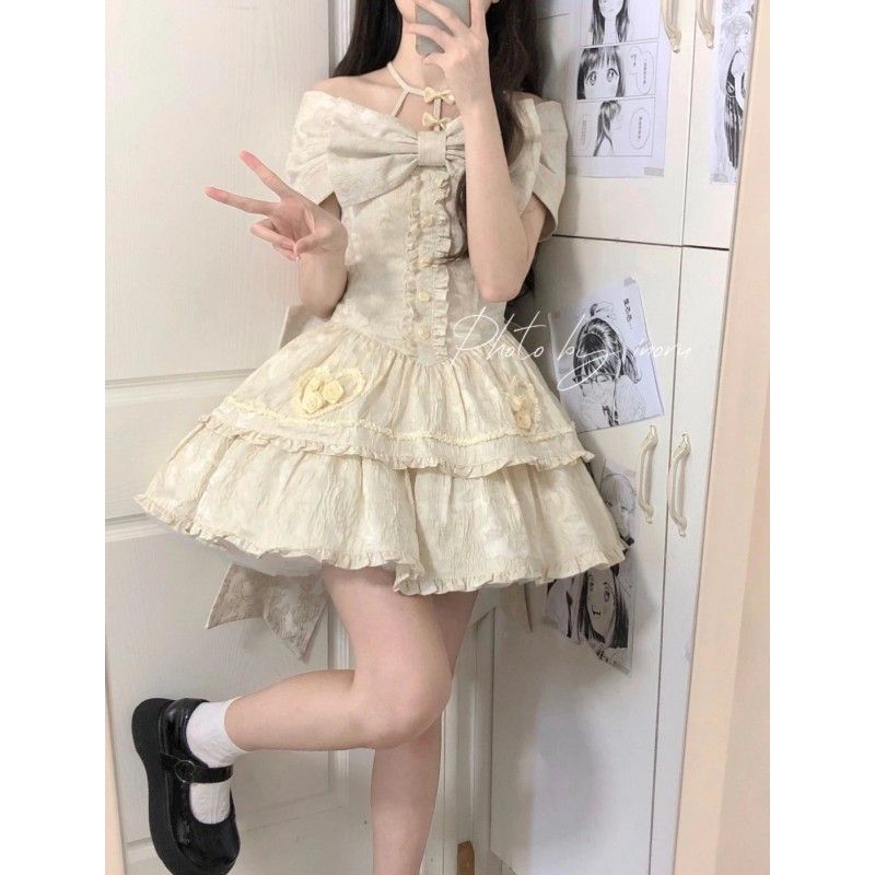 和服コスチュームコスチュームフランスのふわふわスカートロリータヤンキーフリル甘い弓のドレスイン 和服コスチュームコスチュームフランスのふわふわスカートロリータヤンキーフリル甘い弓のドレスイン