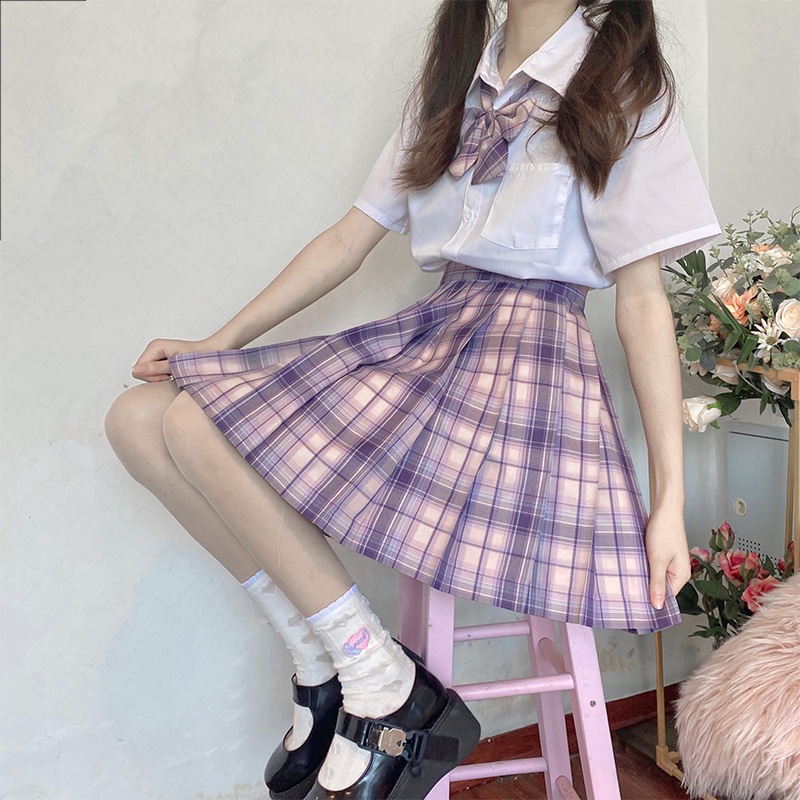【1つ買うと10つ無料】ユニフォームスカートフルスタイルjk格子縞のスカートサマーカレッジハイウエストプリーツスカートjkショートスカート