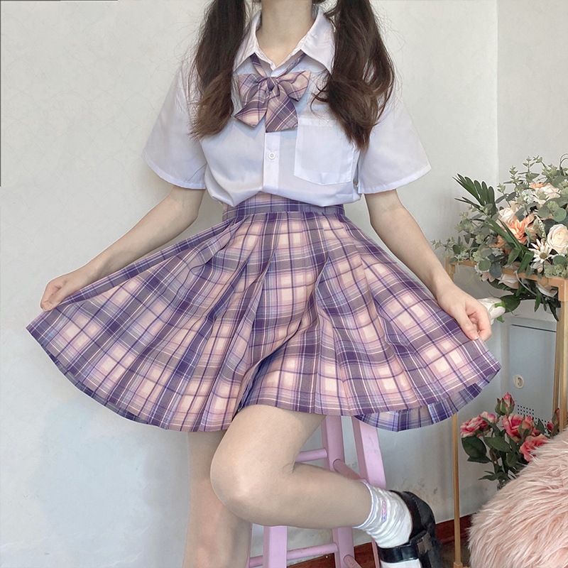 【1つ買うと10つ無料】ユニフォームスカートフルスタイルjk格子縞のスカートサマーカレッジハイウエストプリーツスカートjkショートスカート
