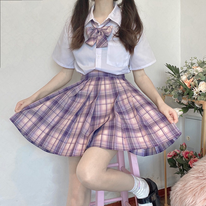 【1つ買うと10つ無料】ユニフォームスカートフルスタイルjk格子縞のスカートサマーカレッジハイウエストプリーツスカートjkショートスカート