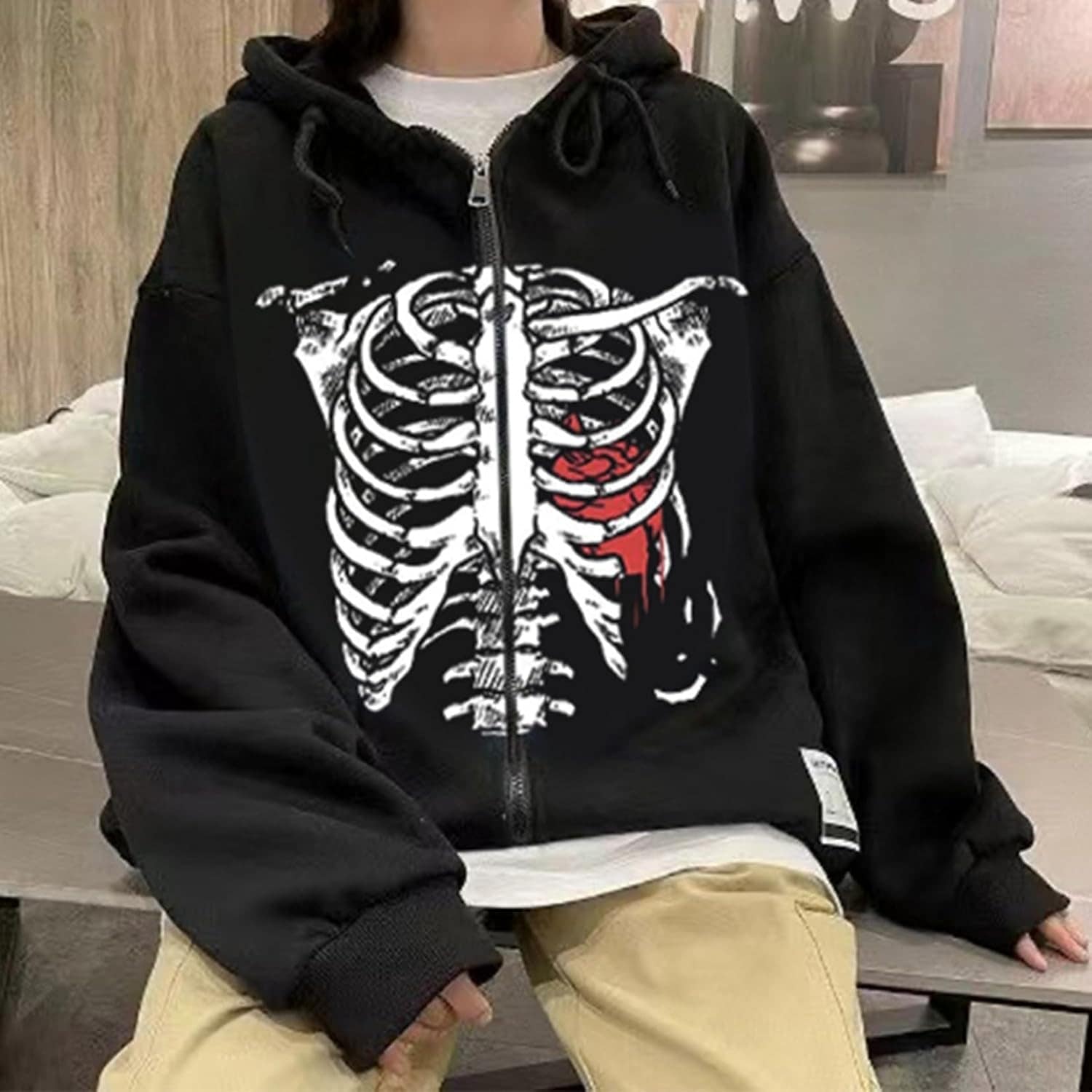 パーカー メンズ レディース スカルプリント 長袖 ジップアップパーカー 春服 秋服 サブカル 原宿系 ロック ストリート クールゴス 大きいサイズ アウター フード付き ヒップホップ カジュアル お