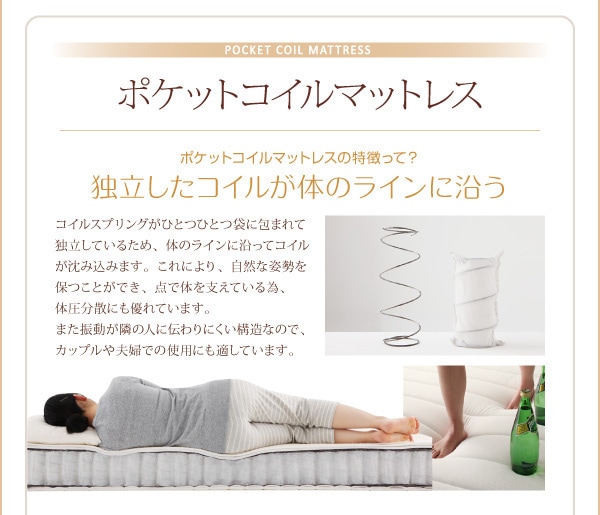 搬入/組立/簡単！選べる7つの寝心地！すのこ構造 脚付きマットレス ボトムベッド [プレミアム ポケットコイルマットレス付き] セミシングル [マットレス色]ホワイト