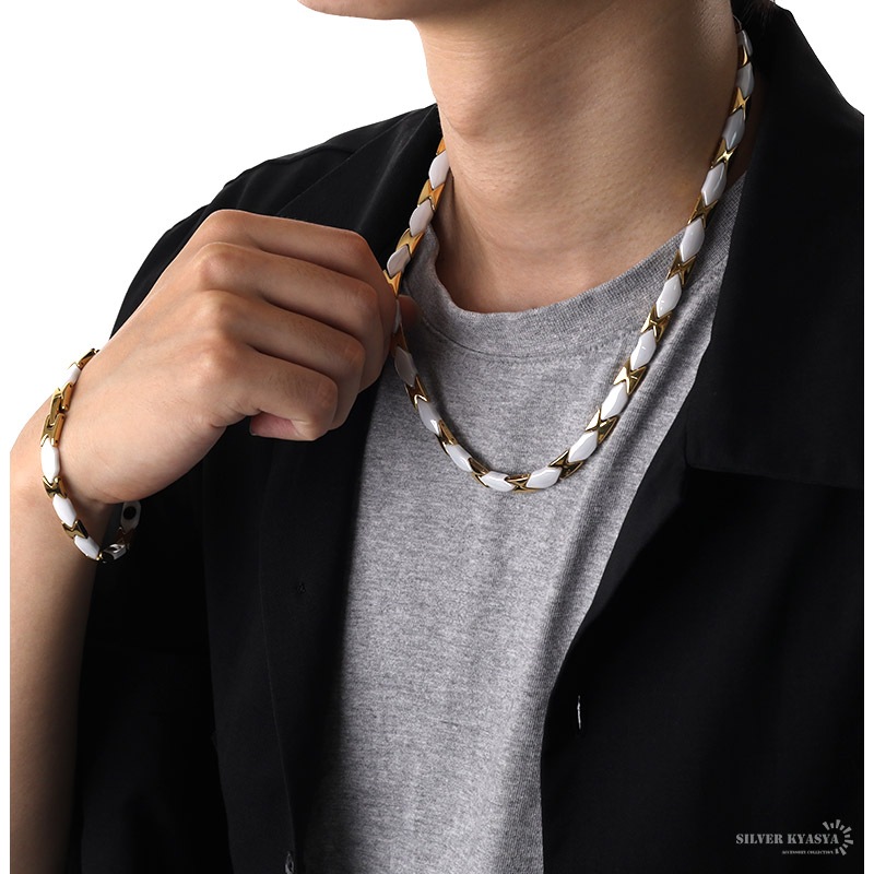 ステンレス 磁気ネックレス [n483-gold]