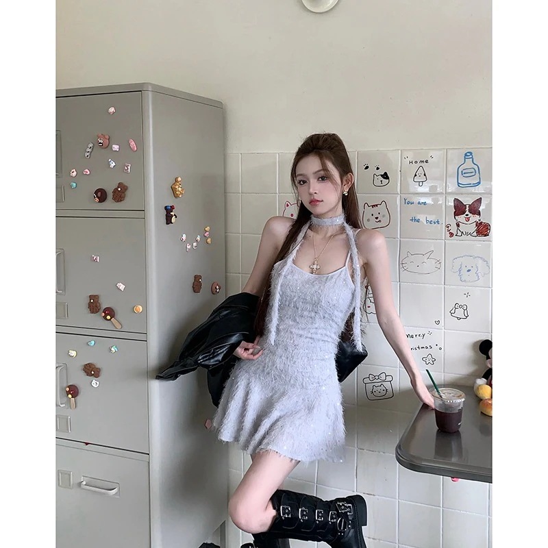 hhbabe ミントグリーン ホルターネックサスペンダーワンピース 夏フレンチ甘辛着痩せ着痩せaラインショートスカート hhbabe ミントグリーン ホルターネックサスペンダーワンピース 夏フレンチ甘辛着痩せ着痩せaラインショートスカート