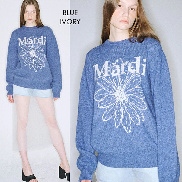 【無料配送】【 Mardi Mercredi マルディメクルディ】CASHMERE BLENDED PULLOVER FLOWERMARDI フラワー  ニット セーター オーバーサイズ プルオーバー