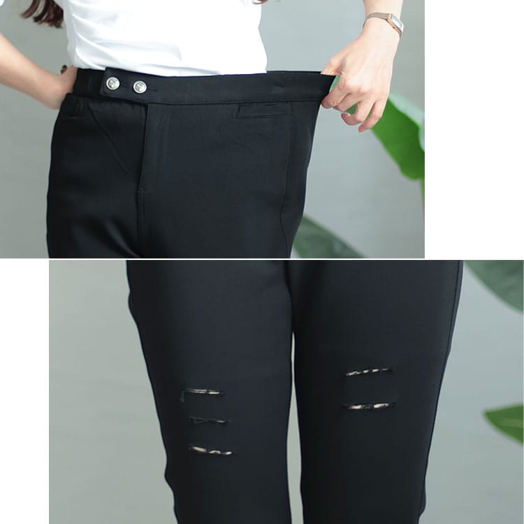 大きいサイズ レディース ボトムス パンツ ダブルボタンダメージスキニーパンツ スキニーパンツ ロングパンツ ダメージパンツ スキニー ダメージ ロング ウエストゴム ボタン ストレッチ 韓国 夏新作 大きいサイズ レディース ボトムス パンツ ダブルボタンダメージスキニーパンツ スキニーパンツ ロングパンツ ダメージパンツ スキニー ダメージ ロング ウエストゴム ボタン ストレッチ 韓国 夏新作