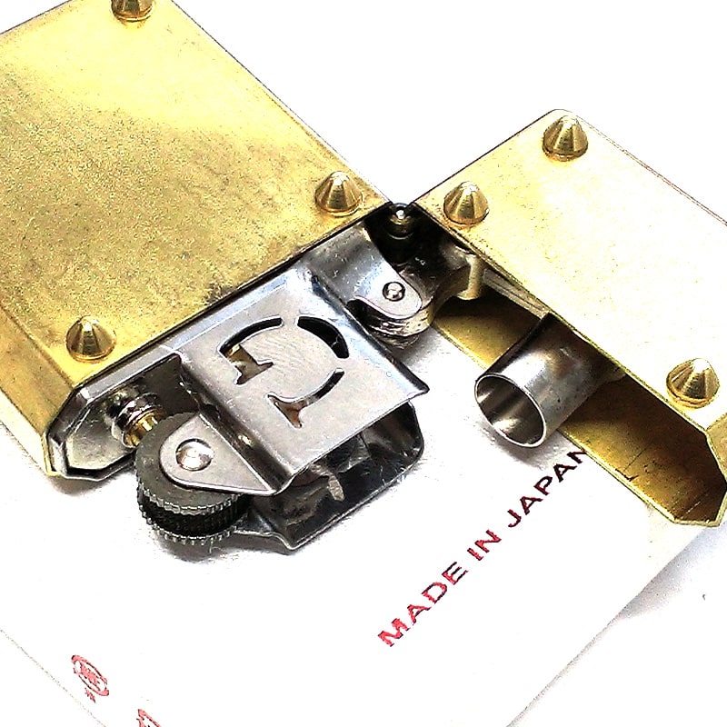 オイルライター ギアトップ 8スタッズ メタル 日本製 GEAR TOP 重厚 ワイルドブラス かっこいい ゴールド 渋い おしゃれ 国産品 メンズ プレゼント ギフト