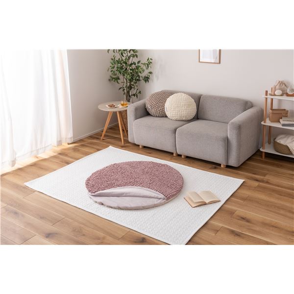 冷感ラウンドサンドクッション ピンク 約W100xD100cm