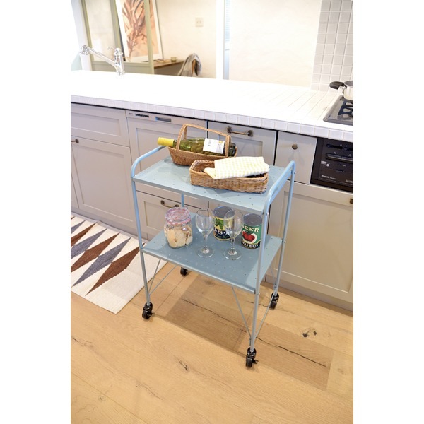 サイドワゴン/サイドチェスト [ブルー] 幅53cm スチール キャスター付き 組立式