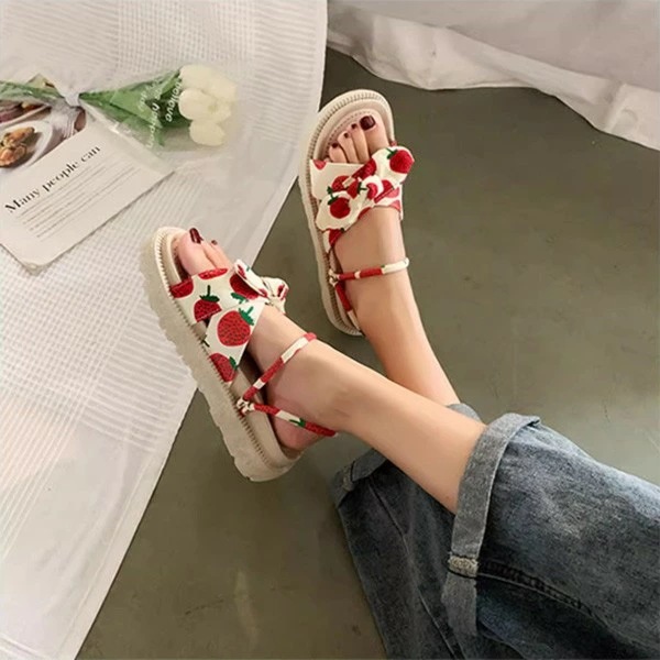 2WAY サンダル ヒール4cm 厚底 夏 オープントゥ リボン 疲れにくい 履きやすい レディース カジュアル ラウンドトゥ フルーツ柄 可愛い オシャレ ビーチサンダル 日常 通勤 デート リゾー 2WAY サンダル ヒール4cm 厚底 夏 オープントゥ リボン 疲れにくい 履きやすい レディース カジュアル ラウンドトゥ フルーツ柄 可愛い オシャレ ビーチサンダル 日常 通勤 デート リゾー