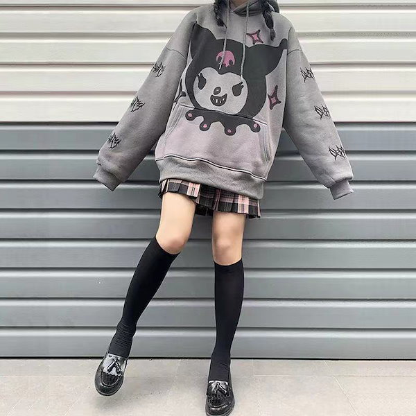 くま夢かわ熊サンリオクロミパーカーゴスロリパンク黒やみ病みチュニック量産型地雷 Qoo10] クロミちゃん 地雷系 量産型 パーカー