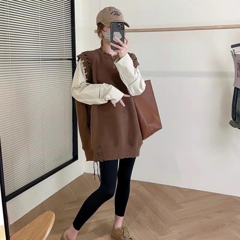 大きいサイズニット ベスト新型韓国半袖重ねて着ロンセーター 大きいサイズニット ベスト新型韓国半袖重ねて着ロンセーター