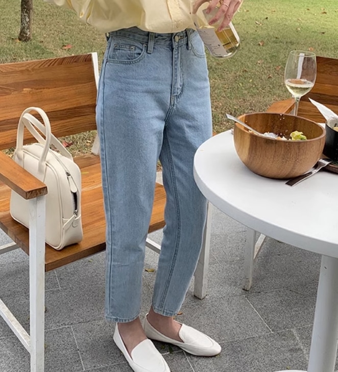 レディース パンツ ボトムス デニム Gパン テーパードパンツ ロングパンツ デニムパンツ シガレットパンツ ロング 9分丈 クロップド丈 ストレート フェミニン ファスナー ポケット ハイウエスト