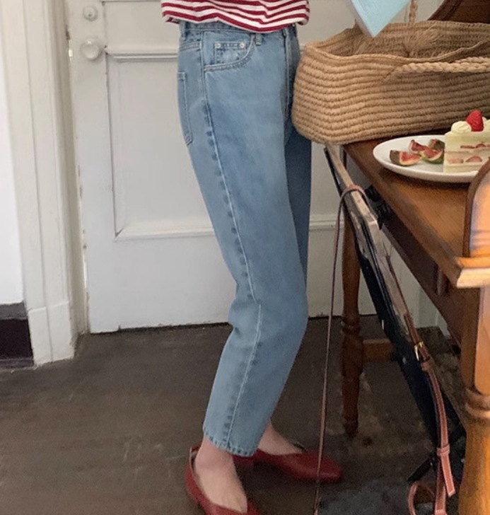 レディース パンツ ボトムス デニム Gパン テーパードパンツ ロングパンツ デニムパンツ シガレットパンツ ロング 9分丈 クロップド丈 ストレート フェミニン ファスナー ポケット ハイウエスト