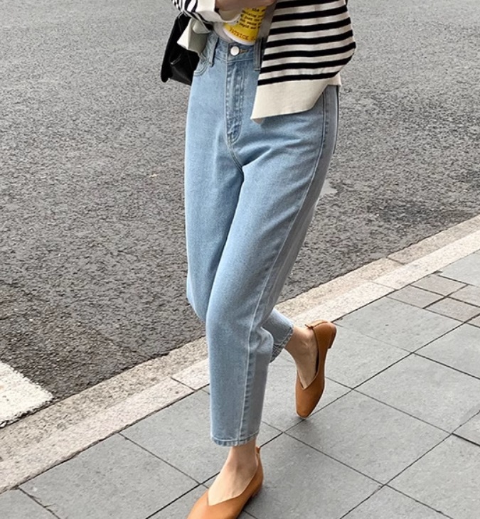 レディース パンツ ボトムス デニム Gパン テーパードパンツ ロングパンツ デニムパンツ シガレットパンツ ロング 9分丈 クロップド丈 ストレート フェミニン ファスナー ポケット ハイウエスト