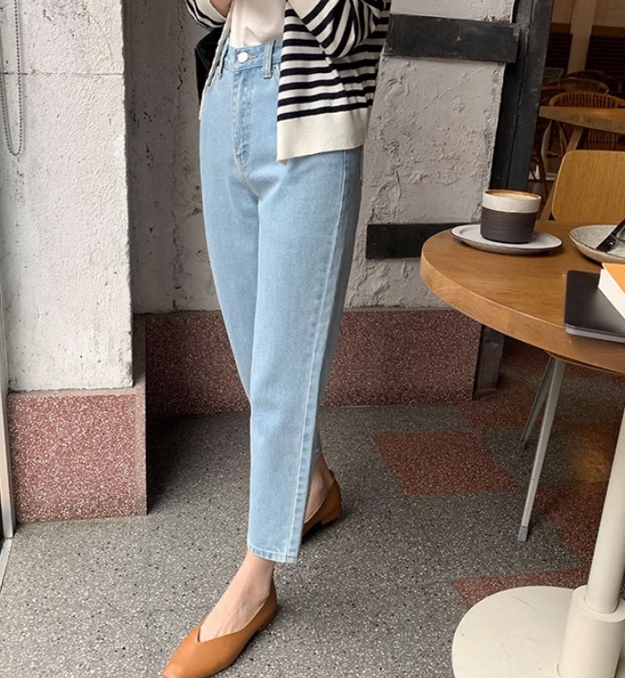 レディース パンツ ボトムス デニム Gパン テーパードパンツ ロングパンツ デニムパンツ シガレットパンツ ロング 9分丈 クロップド丈 ストレート フェミニン ファスナー ポケット ハイウエスト