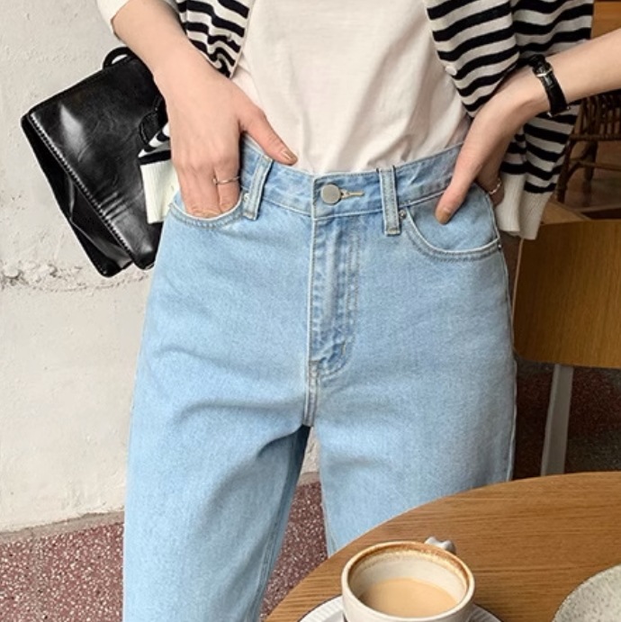 レディース パンツ ボトムス デニム Gパン テーパードパンツ ロングパンツ デニムパンツ シガレットパンツ ロング 9分丈 クロップド丈 ストレート フェミニン ファスナー ポケット ハイウエスト