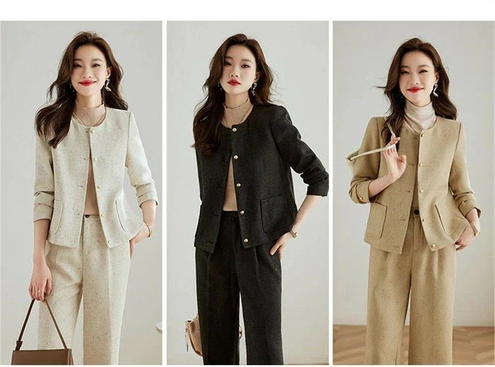 Hot!!!セットアップ スーツ レディース パンツスーツ フォーマル セレモニー ノーカラージャケット＆ワイドパンツ 2点セット ビジネススーツ ママスーツ 入学式 卒業式 入園式 卒園式 着痩せ