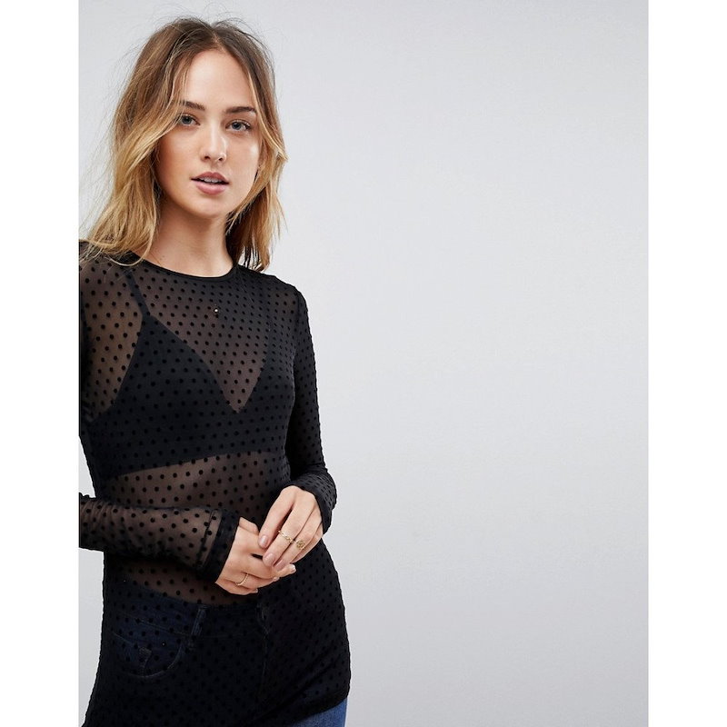 ワイ エー エス レディース トップス【Y.A.S Tall Sudot Sheer Long Sleeved Top】Bk black ワイ エー エス レディース トップス【Y.A.S Tall Sudot Sheer Long Sleeved Top】Bk black