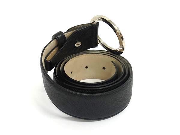 ブルガリ ベルト ブルガリブルガリ レザー 37890 ロゴ ラウンドバックル シルバー金具 ブラック ビジネスベルト ブランド カジュアル 高級 レザーベルト Belt【本物保証】