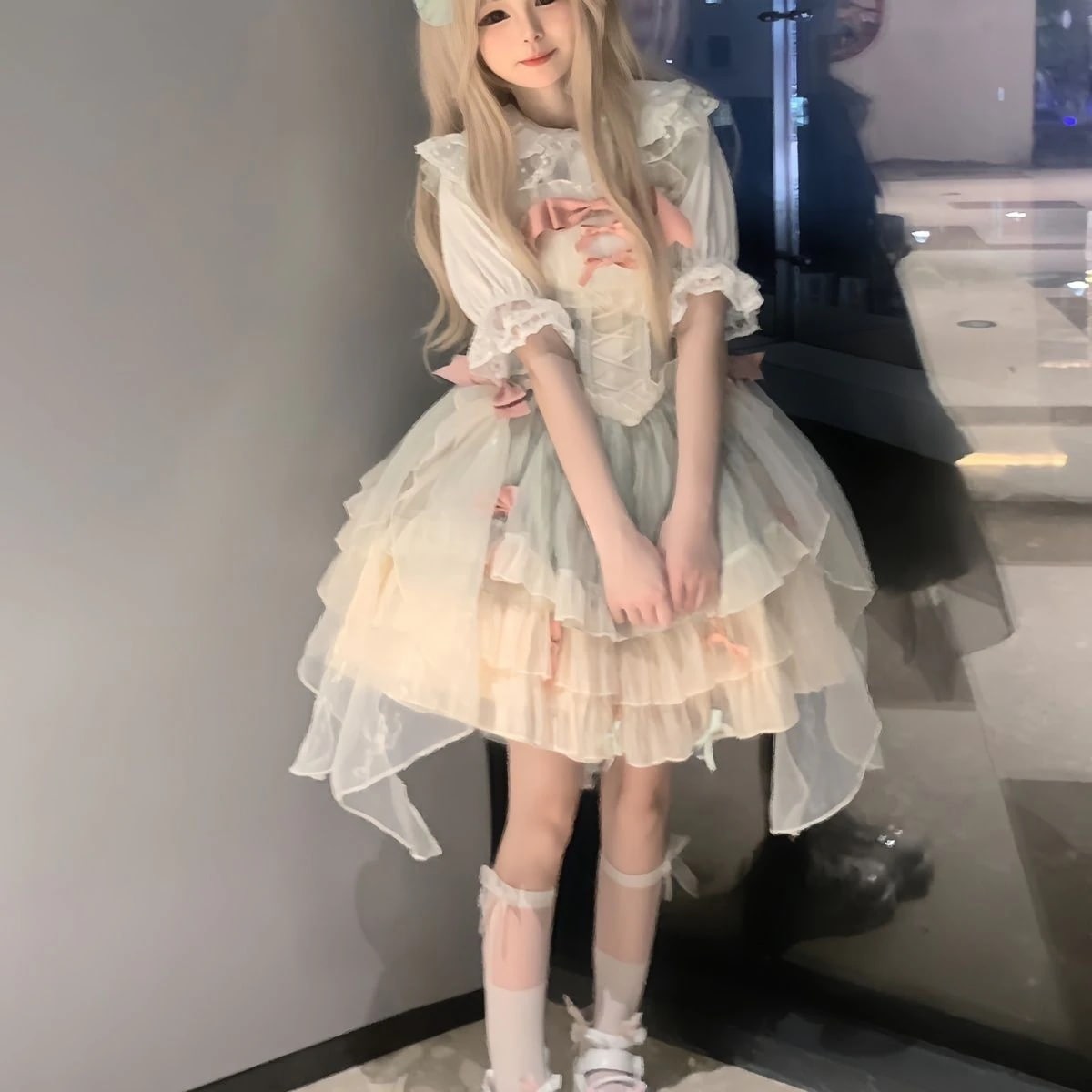 ロリータ 二次元 ショートケーキ猫デザインjsk ロリータセット プリンセスワンピースバースデードレスハロウィンクリスマスパーティー仮装30%までに制限