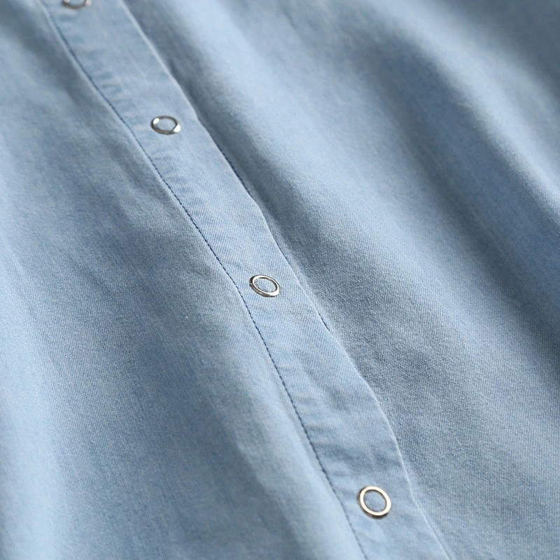 ブラウス シャツ デニム トップス シャツブラウス 半袖 レディース 無地 体型カバー 40代 薄手 ゆったり 前開け カーディガン デニムシャツ お洒落 チュニック