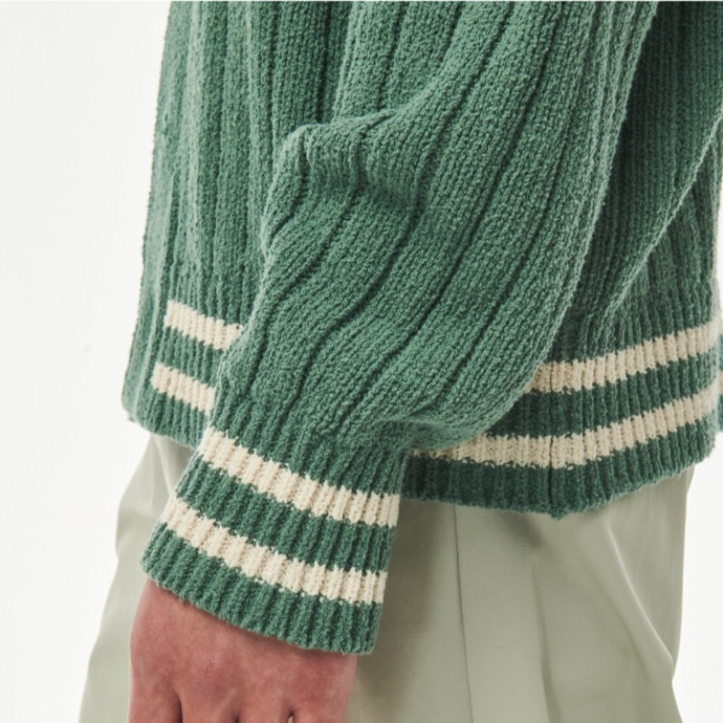 SATUR ファロバーシティオーバーサイズブークルカーディガンセージグリーン