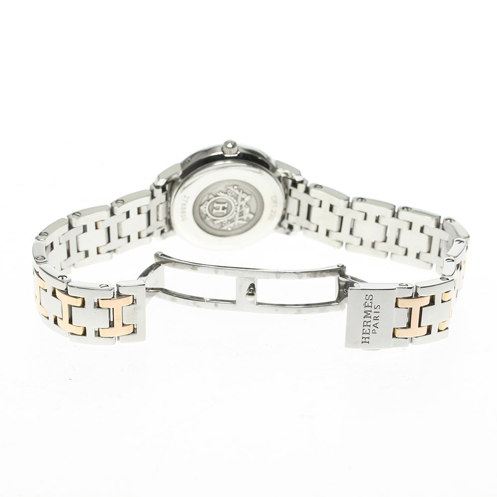 箱付き 良品【HERMES】エルメス クリッパー デイト CP1.221 クォーツ レディース【中古】