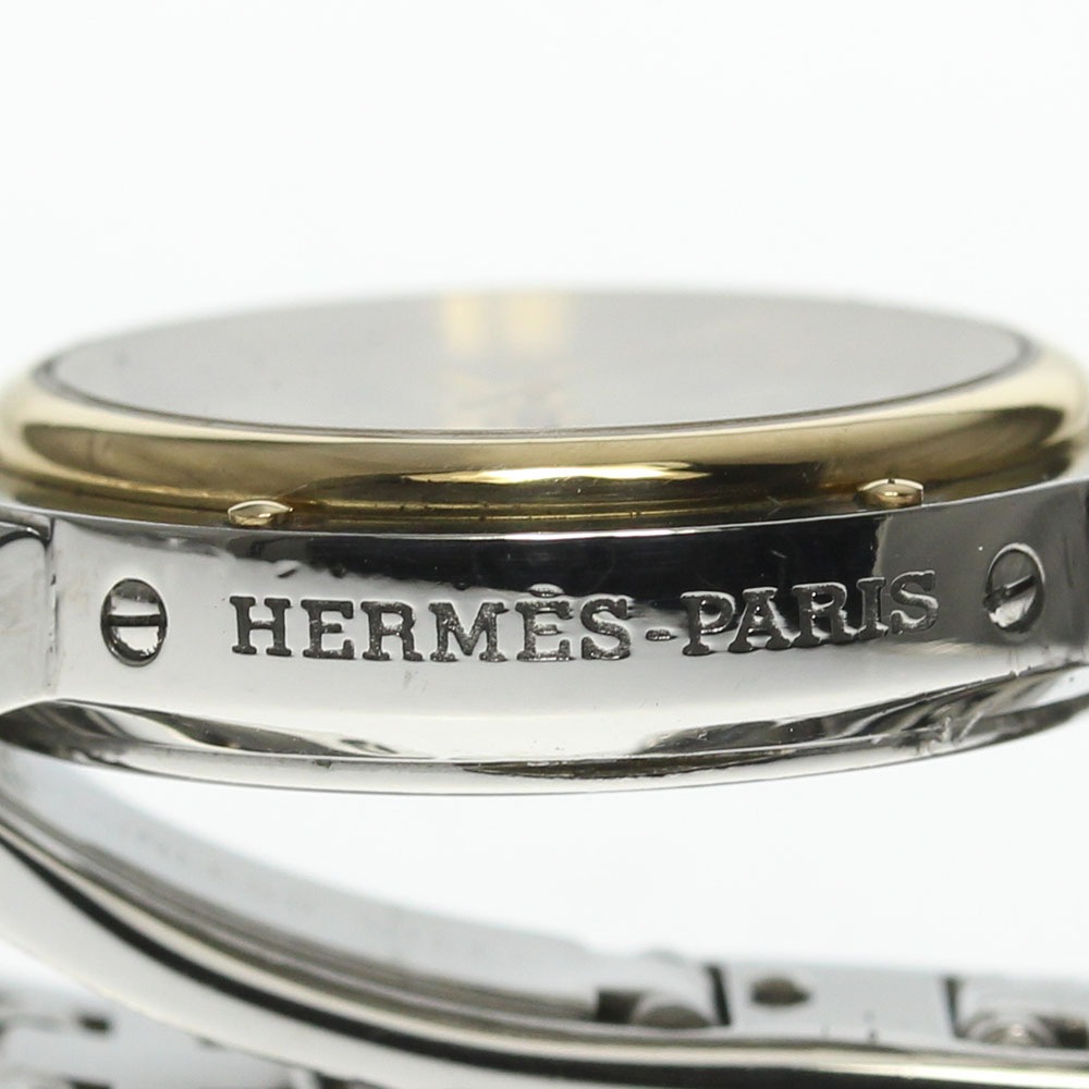 箱付き 良品【HERMES】エルメス クリッパー デイト CP1.221 クォーツ レディース【中古】