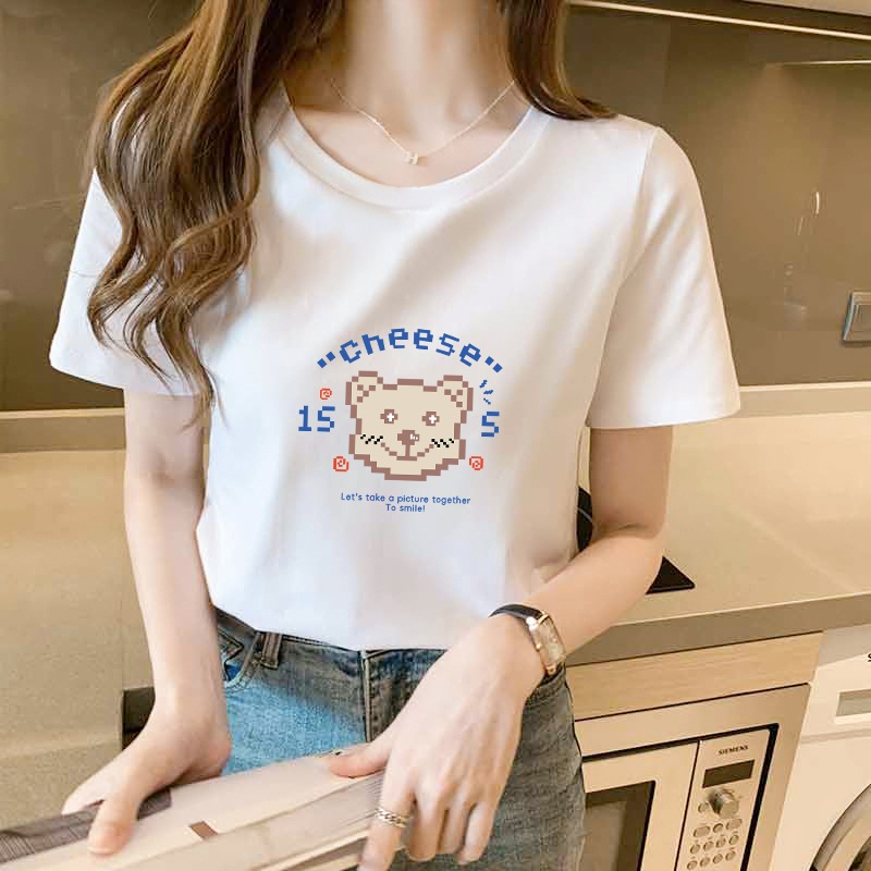 白いtシャツの女性の21年夏のイントレンドの新しい韓国語バージョンシンプルなルーズシンソリッドカラーファッション半袖トップ 通販