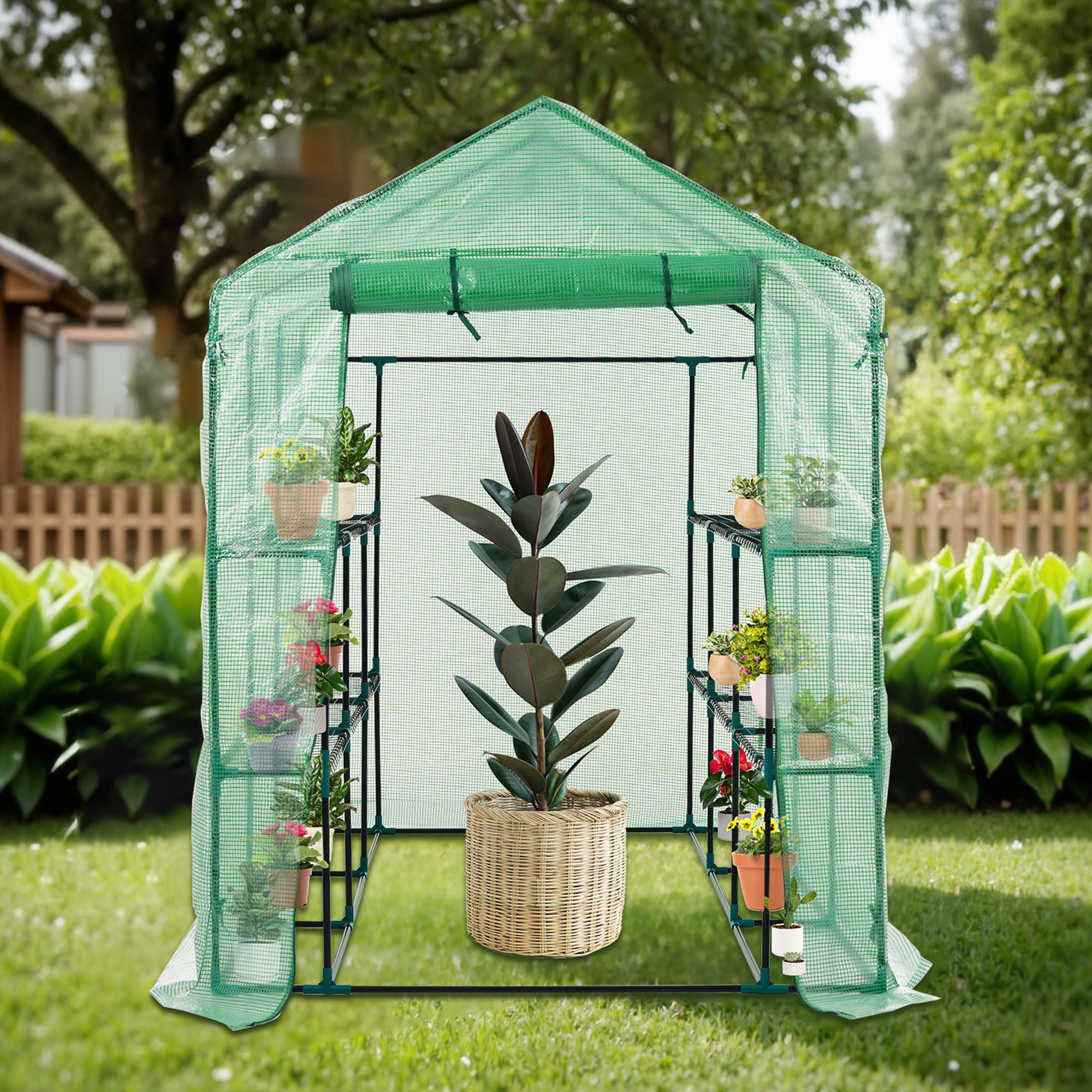 STPZHXC ビニール温室 大型 2枚カバー付き143*142*196CM 温室 左右2段