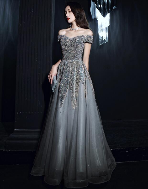 今すぐ欲しい!レディースドレス エレガント 高級 スパンコール ロングドレス ロングワンピース オフショルダー グレー 2色 チュールスカート 新着 編み上げ お呼ばれ 司会 演出 おしゃれ フォマー 今すぐ欲しい!レディースドレス エレガント 高級 スパンコール ロングドレス ロングワンピース オフショルダー グレー 2色 チュールスカート 新着 編み上げ お呼ばれ 司会 演出 おしゃれ フォマー