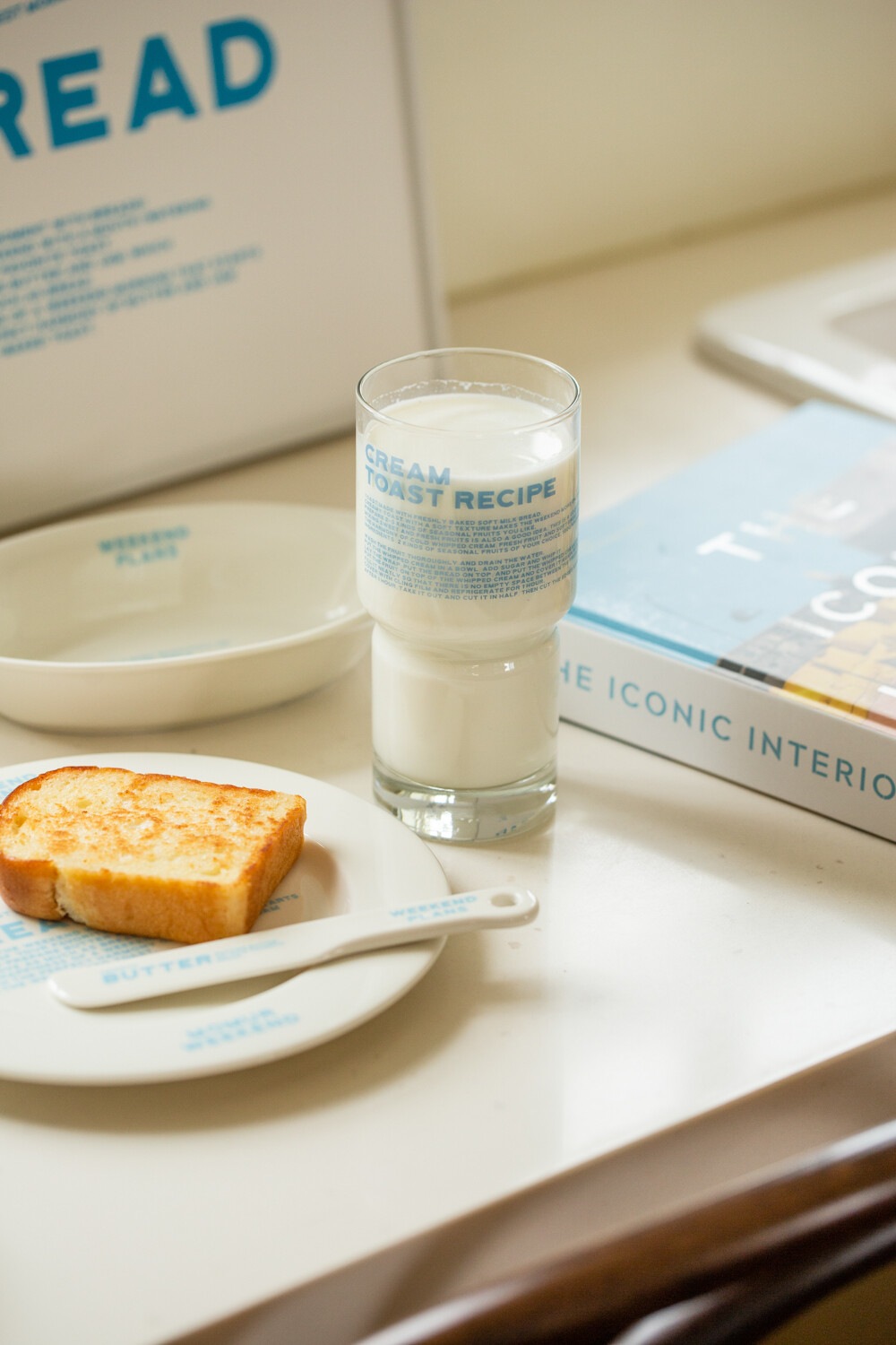 [momur weekend] Cream Toast Glass - 2カラー + FREE OMAKE プリントグラス おしゃれグラス おしゃれグラス ビンテージグラス耐熱ガラスカップ