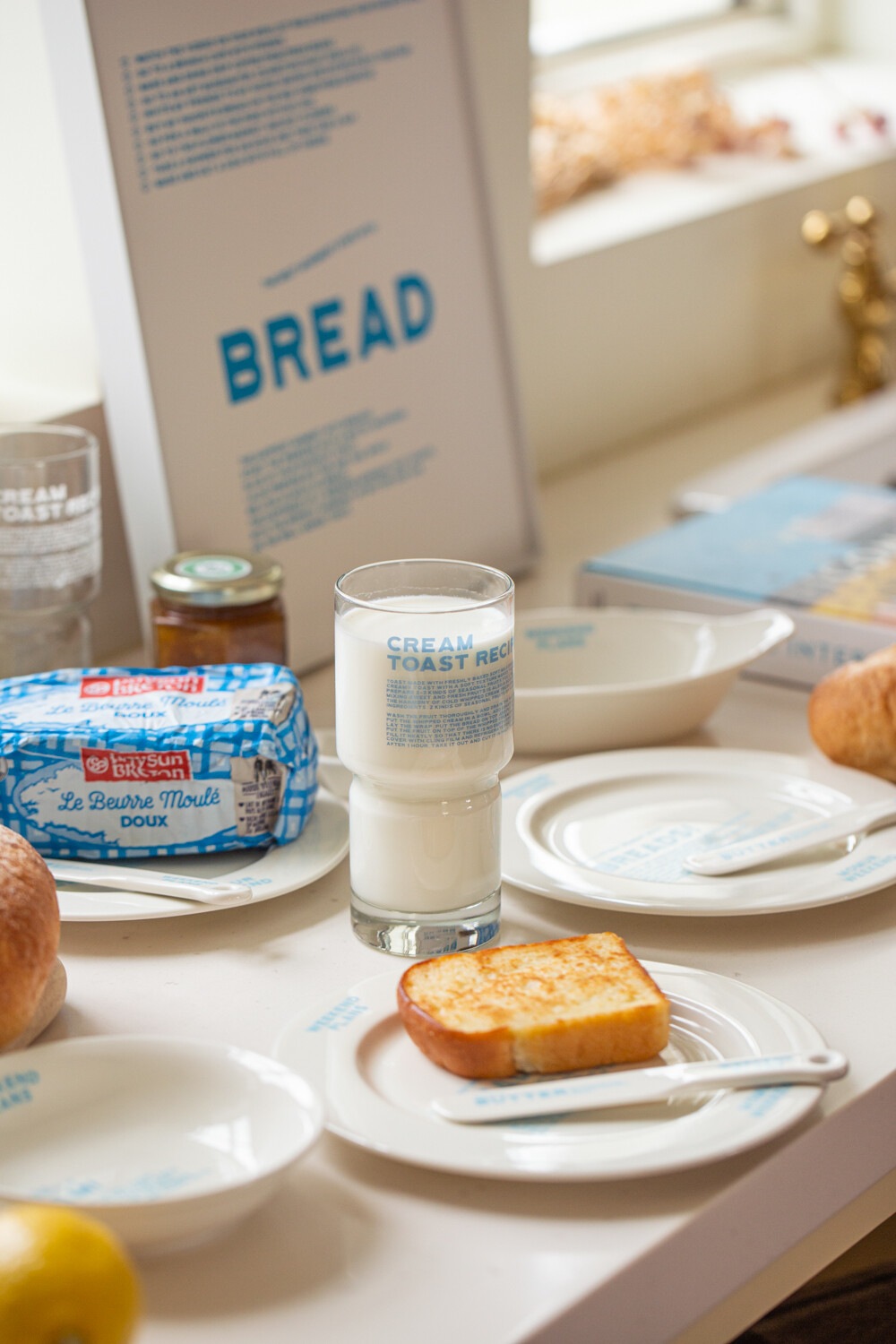 [momur weekend] Cream Toast Glass - 2カラー + FREE OMAKE プリントグラス おしゃれグラス おしゃれグラス ビンテージグラス耐熱ガラスカップ