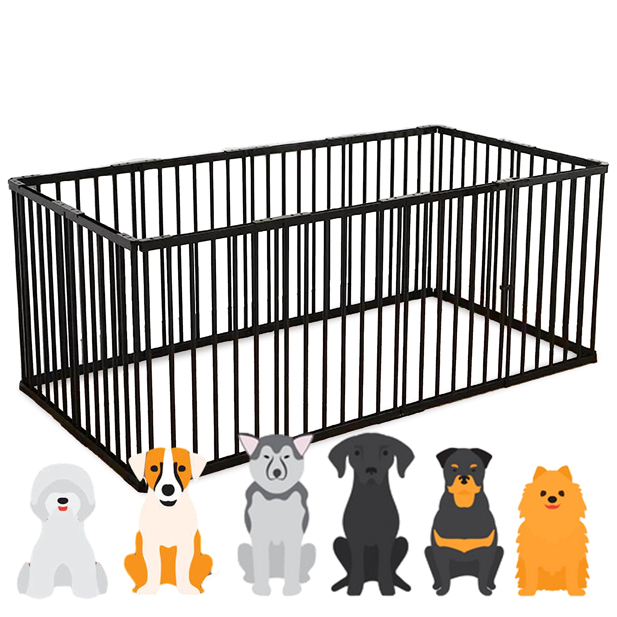 ペットサークル 犬用サークル 柵 フェンス 室内用 131x89x70cm 猫用 犬用 ドア付き 扉付き 折りたたみ ペット メッシュ ケージ ゲージ ペット用サークル 小動物 屋外 室内用 ブラック