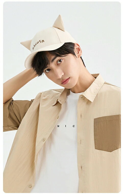 猫耳付きベージュキャップ フリーサイズ Qoo10] 猫耳がキュート！男女兼用 ペアコーデ 4