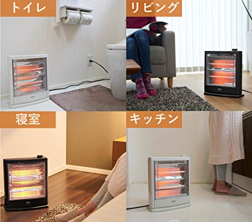 電気ストーブ 転倒OFFスイッチ 出力切替2段階 ホワイト DS-D086(W)