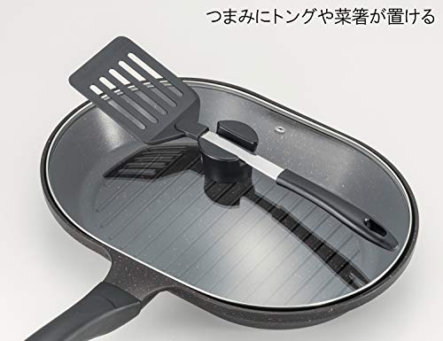 ベストコ グリルパン ブラウン 幅33.5cm ピンクダイヤモンドコート油を落す ガラス蓋付 IH対応 ND-4596