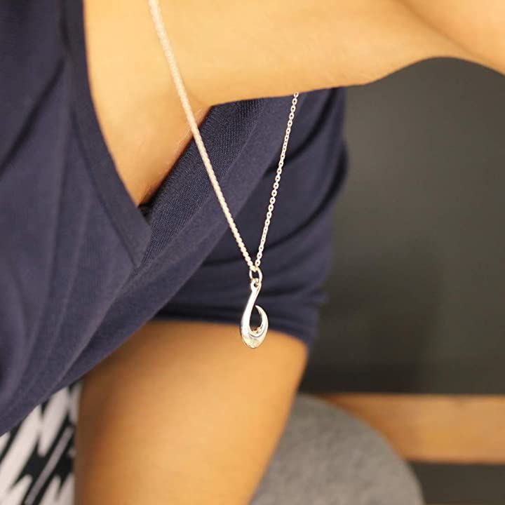 シルバー 925 ネックレス フィッシュ フック 釣り針 モチーフ メンズ ハワイアンジュエリー チェーン チョーカー( グレー)