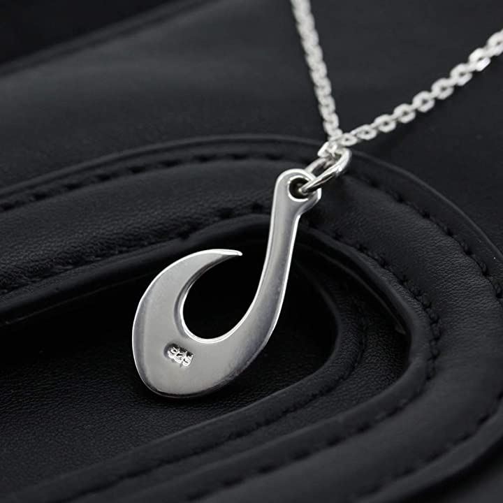 シルバー 925 ネックレス フィッシュ フック 釣り針 モチーフ メンズ ハワイアンジュエリー チェーン チョーカー( グレー)