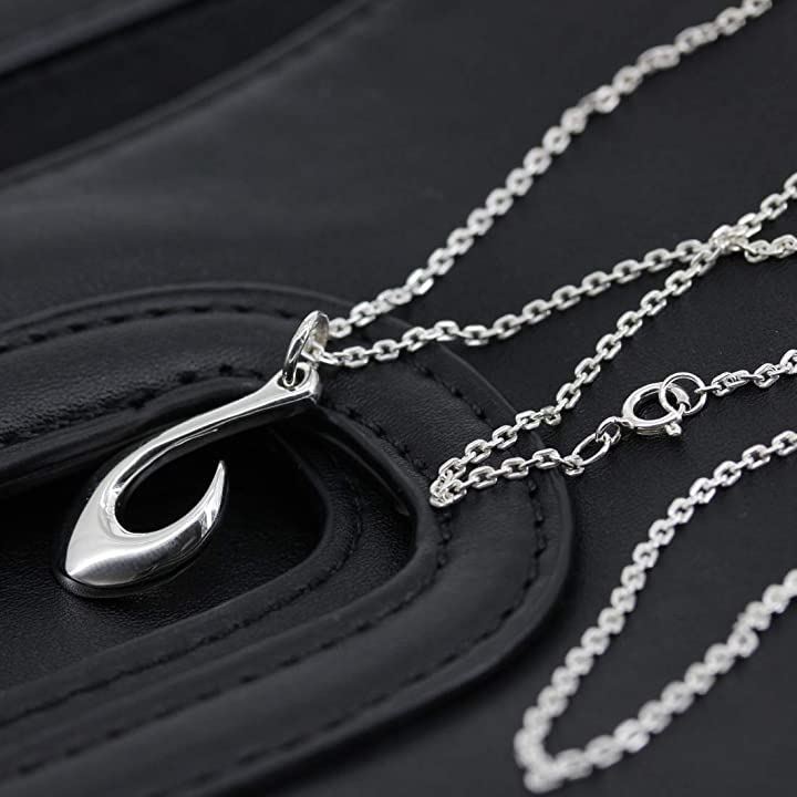 シルバー 925 ネックレス フィッシュ フック 釣り針 モチーフ メンズ ハワイアンジュエリー チェーン チョーカー( グレー)