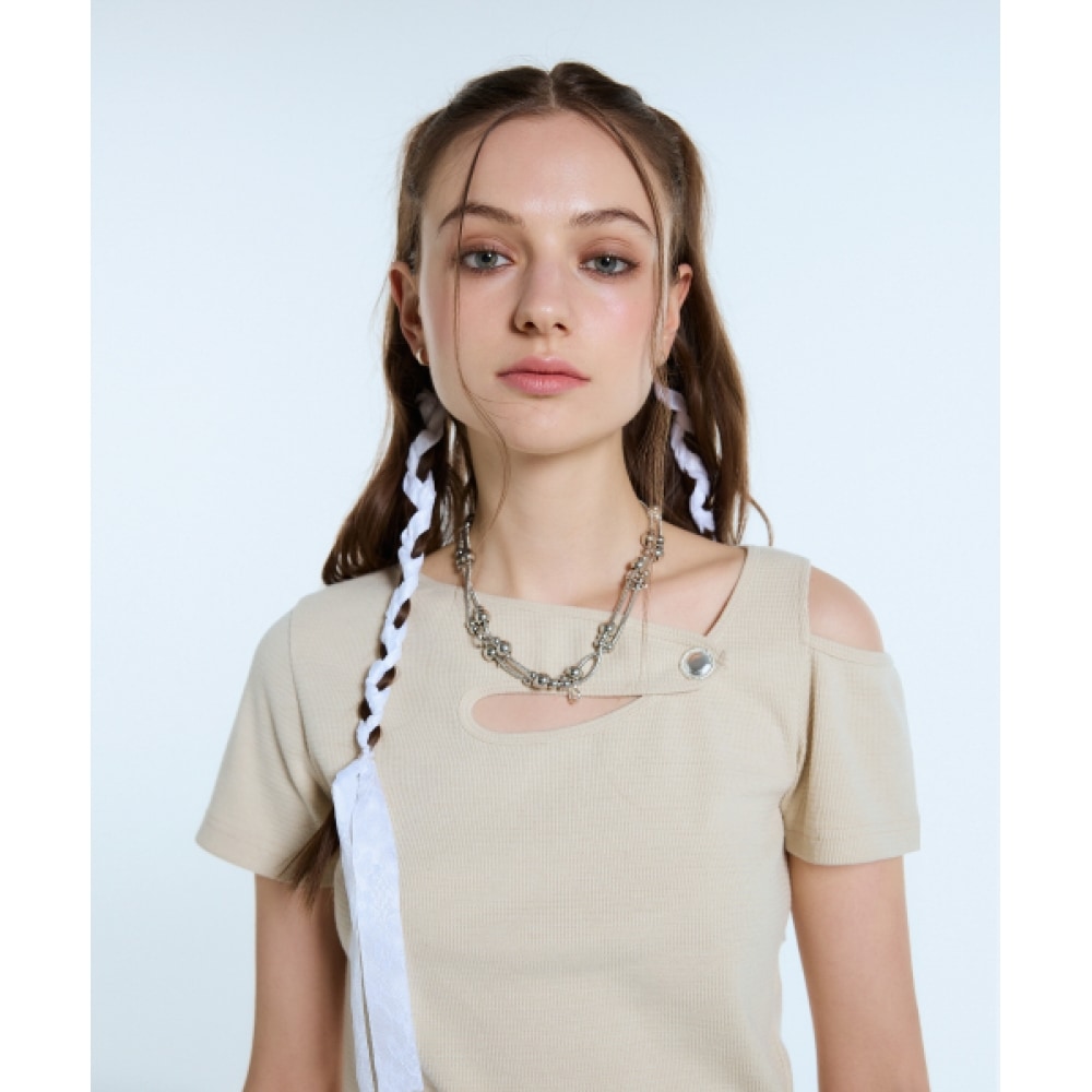 ラティジェント L11 ワンショルダートップ (ベージュ)