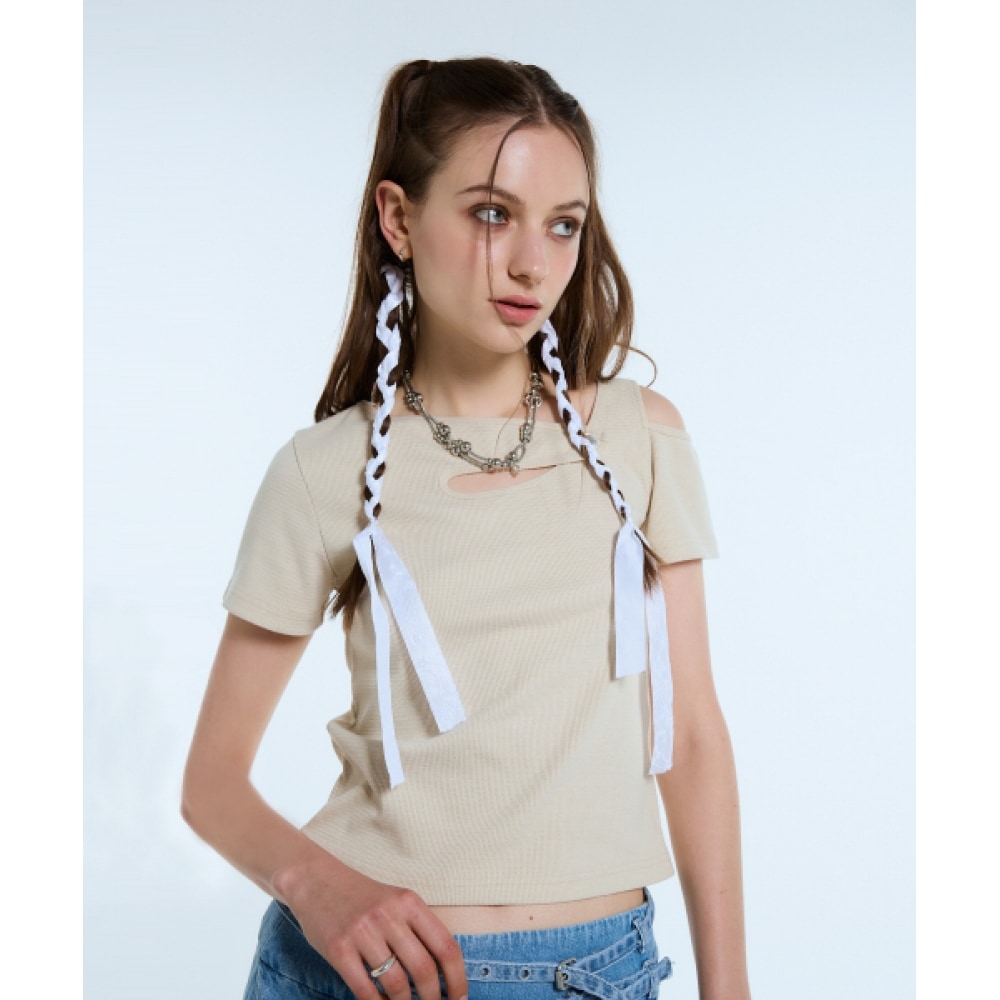 ラティジェント L11 ワンショルダートップ (ベージュ)