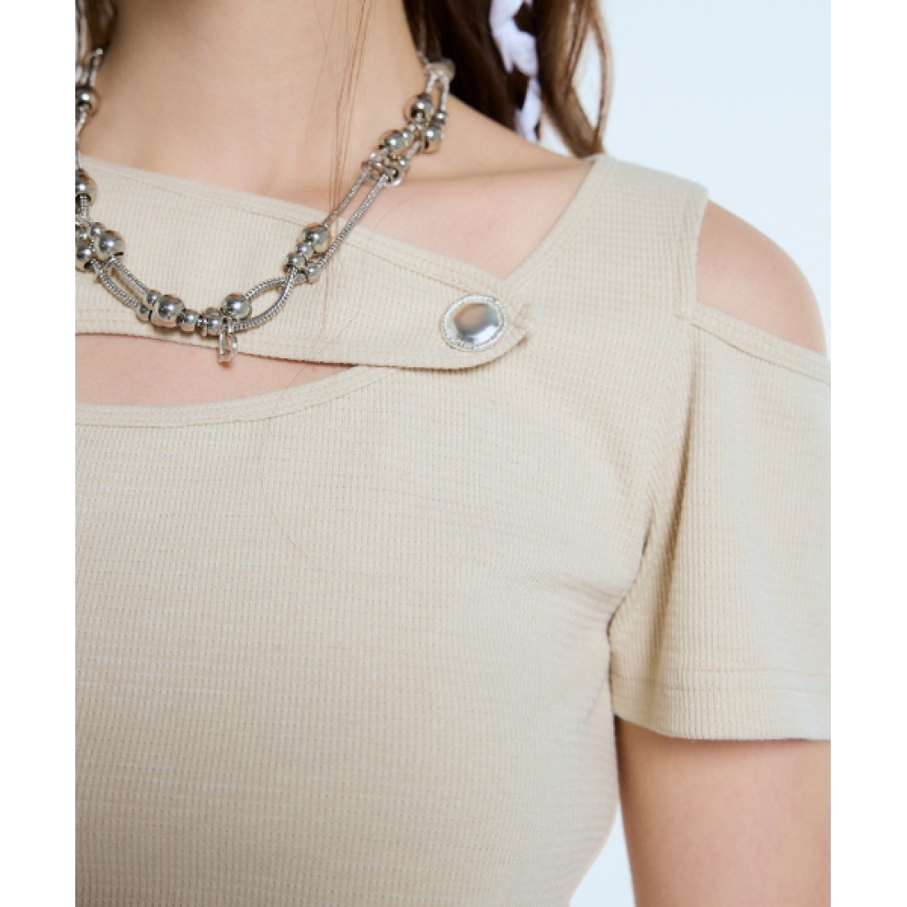 ラティジェント L11 ワンショルダートップ (ベージュ)